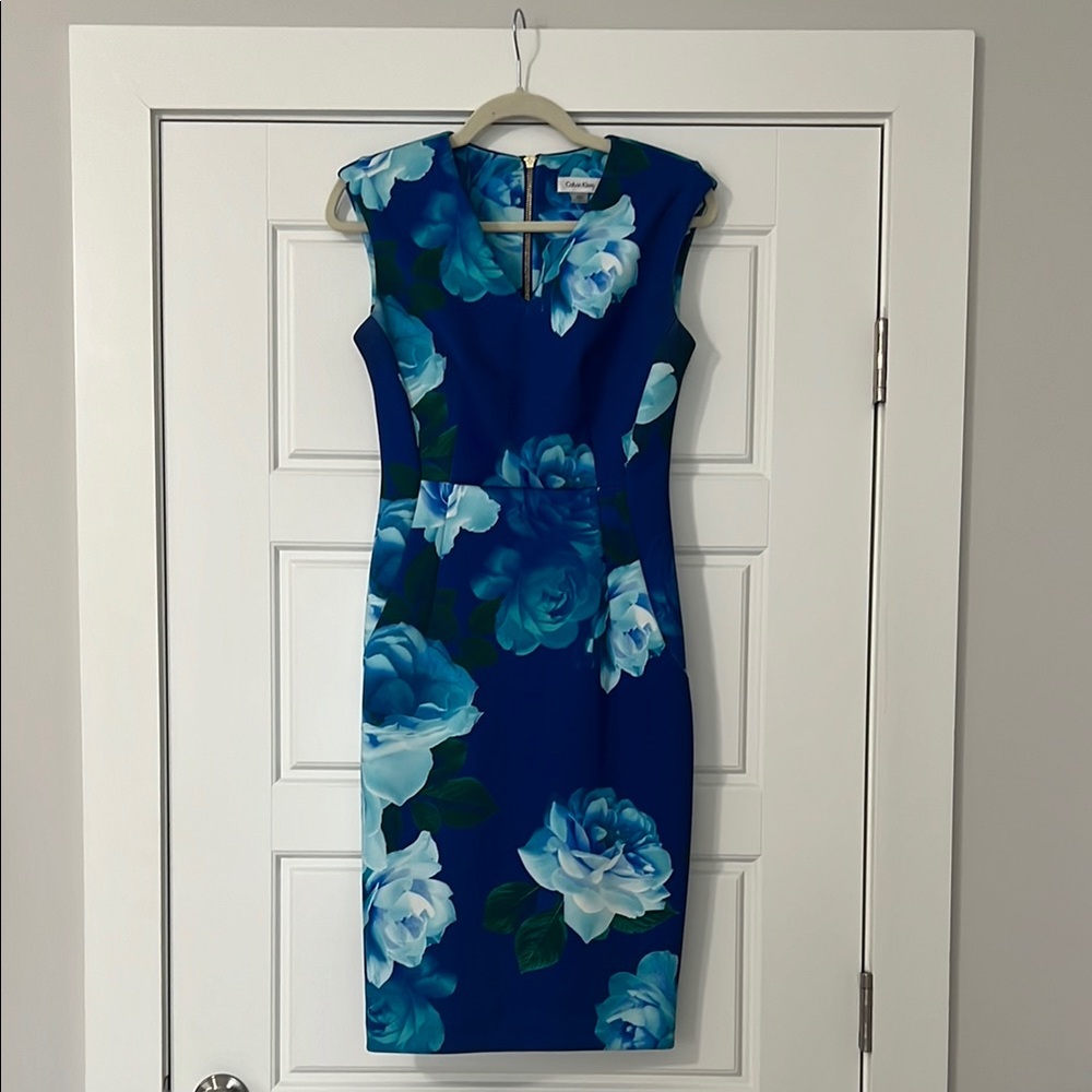 Calvin Klein Blue and Green Midi Dress